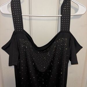 Black Off-Shoulder Top with Studded Details